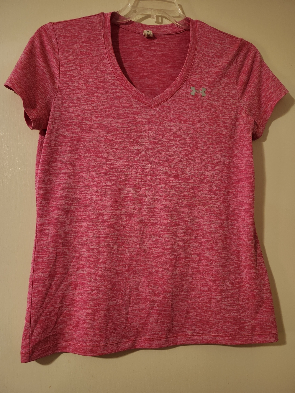 Under Armour Women's Pink Heather V-Neck Active Tee M